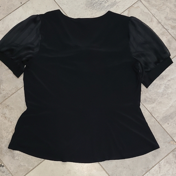 Atelier 29 Black Blouse with Sheer Puff Sleeves - Picture 5 of 7